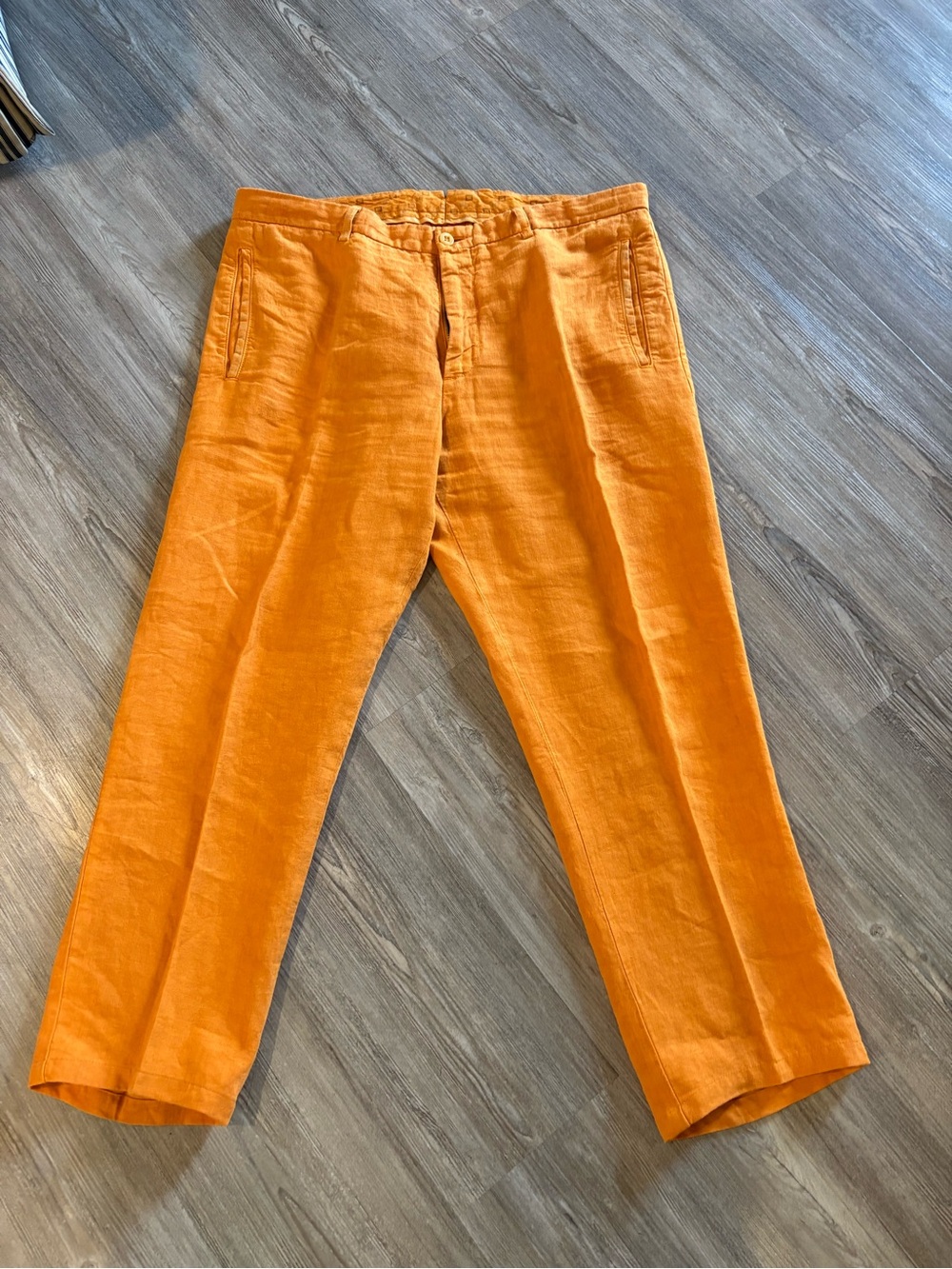 Etro Men's Orange Linen Blend Pants - Casual Tailored Trousers size 54 (US 38)